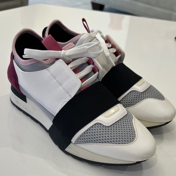 Balenciaga Women's Sneakers in White, Gray, and Pink - Picture 1 of 13